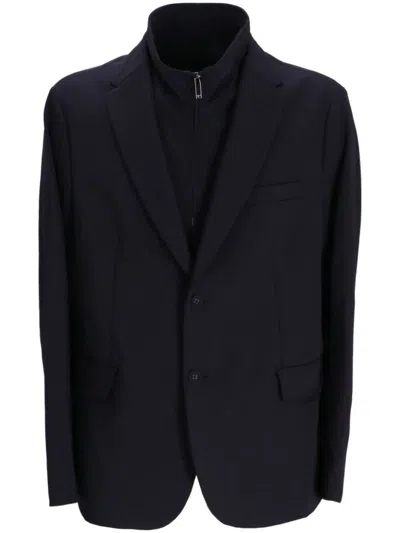 Emporio Armani Nylon Single-breasted Jacket In Blue