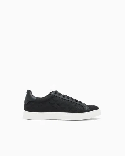 EMPORIO ARMANI NYLON SNEAKERS WITH JACQUARD ALL-OVER EAGLE