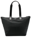 Emporio Armani Modern Black Polyamide Set Shopper With Leather Handles In Black