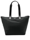 Emporio Armani Asv Medium Shopper Bag In Recycled Nylon In Black