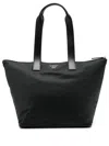 Emporio Armani Asv Medium Shopper Bag In Recycled Nylon In Black