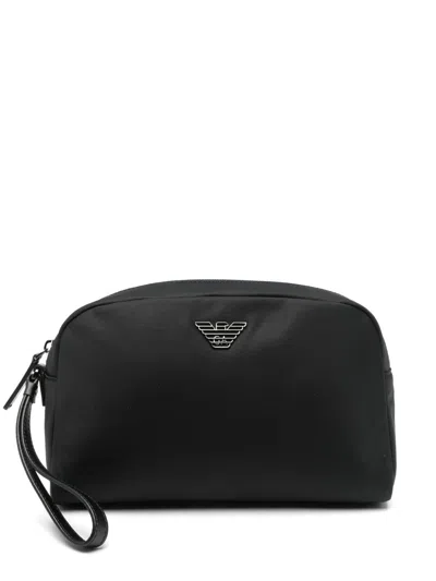 Emporio Armani Nylon Washbag In Black