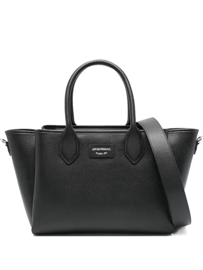 Emporio Armani Medium Tote Shoulder Bag Detachable Strap In Black