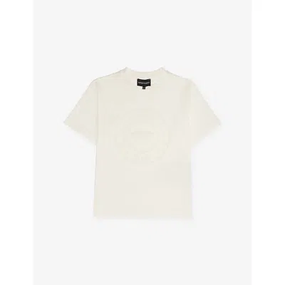 Emporio Armani Kids' Off White Embossed Short-sleeves Cotton-jersey T-shirt 4-16 In Neutral
