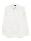 Emporio Armani Geometric Print Cotton Shirt With Button-down Collar In Neutral