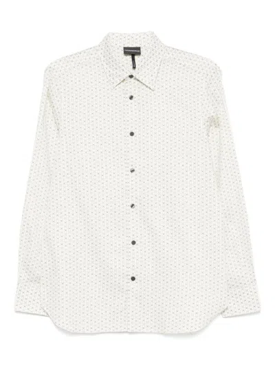 EMPORIO ARMANI OFF WHITE LONG SLEEVES PRINTED SHIRT