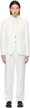 Emporio Armani Pure Linen Single Breasted Regular Fit Blazer In Vanilla