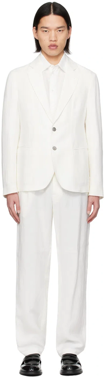 Emporio Armani Off-white Peaked Lapel Suit