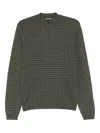 Emporio Armani Olive Crewneck Printed Sweater In Green