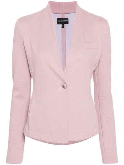 Emporio Armani One Button Jacket In Pink & Purple