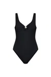 Emporio Armani Ribbed Texture V-neck Swimsuit