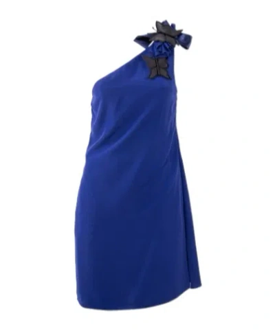 Emporio Armani One Shoulder Dress In Blue