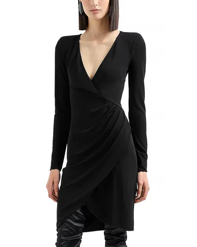 EMPORIO ARMANI OPAQUE CREPE WRAP EFFECT DRESS