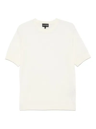 Emporio Armani Open-knit T-shirt In Neutrals