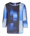 Emporio Armani Colour-block-print Keyhole Blouse In Blue