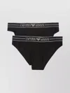 Emporio Armani Two-pack Of Asv Organic-cotton Briefs With Logo Waistband In Black