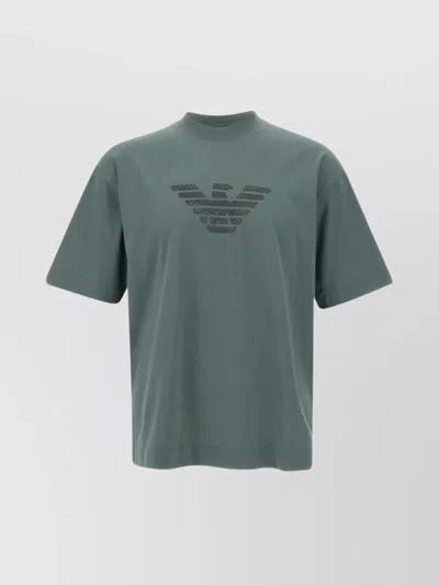 Emporio Armani Organic Cotton Crew Neck T-shirt In Green
