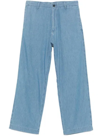 Emporio Armani Organic Cotton Denim Jeans In Clear Blue