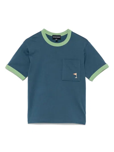 Emporio Armani Kids' Organic Cotton T-shirt In Blue