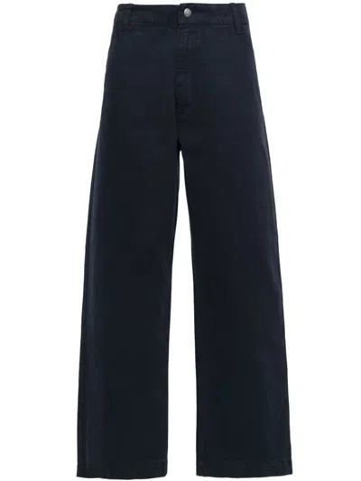 Emporio Armani Organic Cotton Trousers In Blue