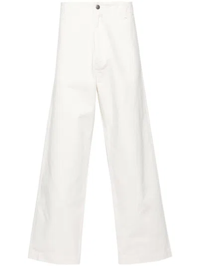Emporio Armani Organic Cotton Trousers In White