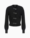Emporio Armani Ottoman-fabric Cardigan With Jewel Details In Black