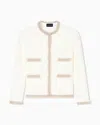 Emporio Armani Ottoman Stitch Knit Jacket With Fringe Hems