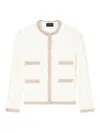 Emporio Armani Ottoman Stitch Knit Jacket With Fringe Hems