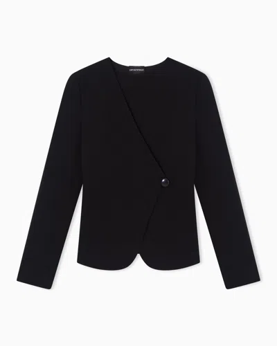 Emporio Armani Ottoman Jersey Jacket In Black