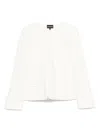 Emporio Armani Cotton Blazer Jacket With Shoulder Pads And Side Slit Pockets In White