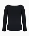 Emporio Armani Ottoman Jersey Jumper With Side Slits In Black