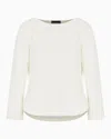 Emporio Armani Ottoman Jersey Jumper With Side Slits In White