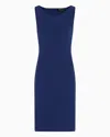 Emporio Armani Ottoman Jersey Sheath Dress In Blue