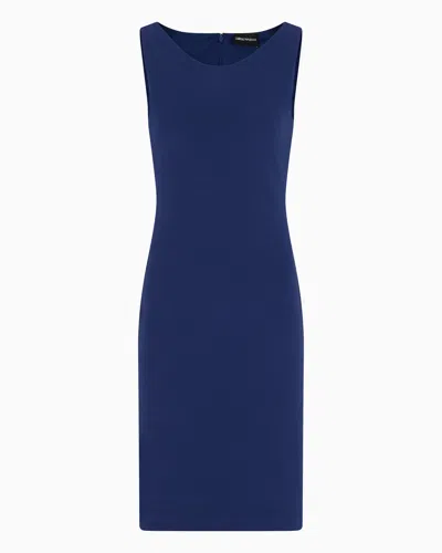 Emporio Armani Ottoman Jersey Sheath Dress In Blue