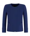 Emporio Armani Ottoman Jersey Zip-up Jacket In Blue