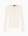 Emporio Armani Ottoman Jersey Zip-up Jacket In Warm White