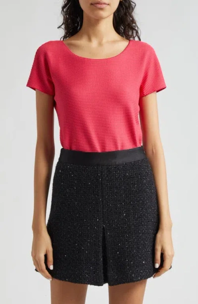 Emporio Armani Ottoman Rib T-shirt In Solid Medium Red