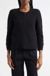 Emporio Armani Ottoman Stretch Cotton Short Jacket In Black