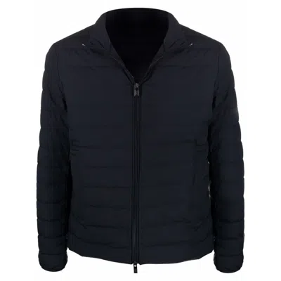 Emporio Armani Men's Navy Blue Feather Down Padded Logo-patch Jacket In Pink