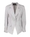 Emporio Armani Shirred-panel Single-breasted Blazer In Light Grey