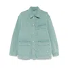 Emporio Armani Asv Vintage-look Comfort Cotton Canneté Jacket In Blue