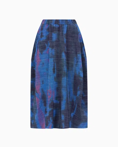 EMPORIO ARMANI OVAL LONG SKIRT IN GRADIENT-PRINT CANNETÉ FABRIC 