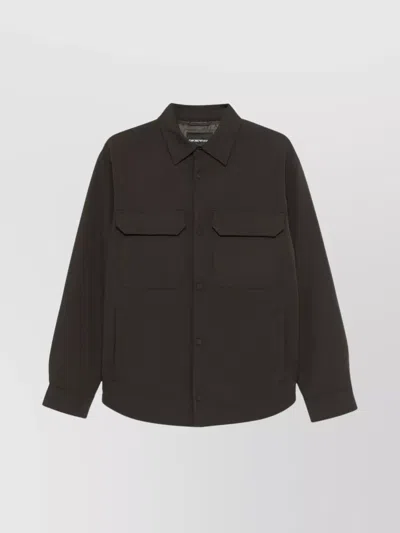 Emporio Armani Overshirt With Drop Shoulder Design And Hem Gusset In Green