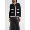 Emporio Armani Fringe-trim Ottoman Ribbed Blazer In Black