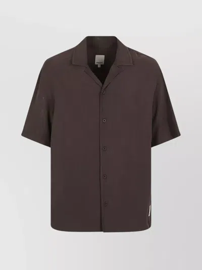 Emporio Armani Camicia In Misto Modal Marrone  Uomo In Multi