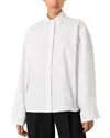 Emporio Armani Oversized Button-down Cotton Poplin Blouse In Solid White