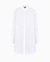 Emporio Armani Official Store Oversized Cotton Shirt With Plastron In White