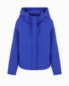 Emporio Armani Oversized Hooded Sweatshirt In Scuba Fabric In Blue
