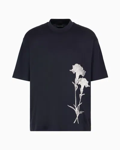 Emporio Armani T-shirt Girocollo Nera In Midnight Blue