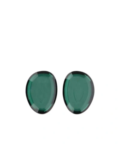 Emporio Armani Oval Resin Earrings With A Glossy Finish And Mirror Effect In Green